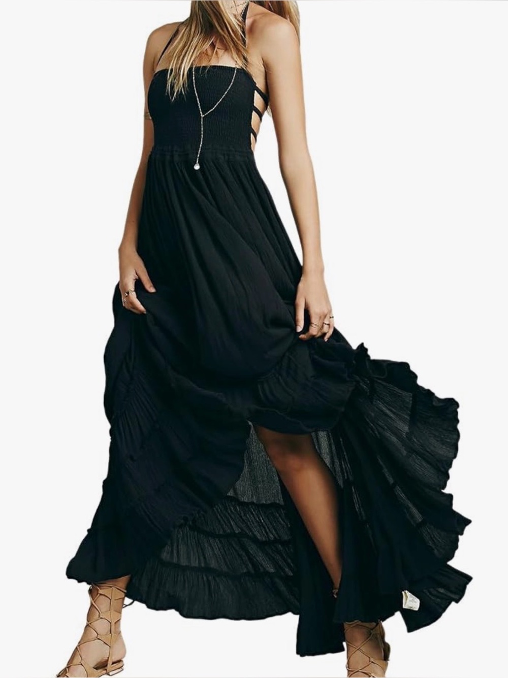 Black Halter Maxi Dress - Women